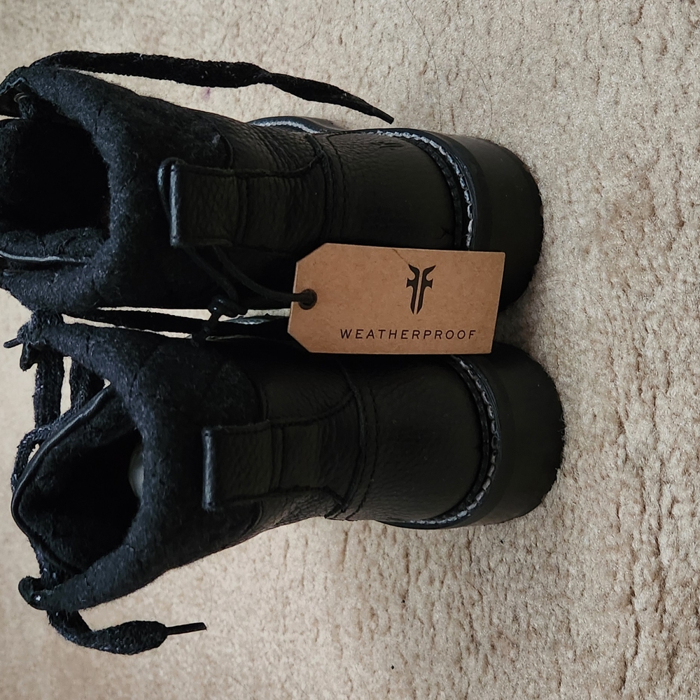 NWT Frye Women's Black Leather Hiker Boots - Samantha Boot Size 5.5 Medium Width - Picture 5 of 6